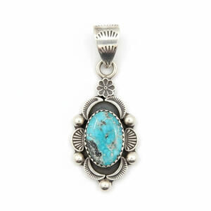Dry Creek Turquoise Botanical Pendant - Sterling Silver 925 - HCR Stamped